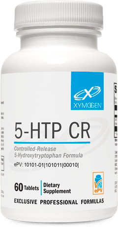 A bottle of 5-htp cr is shown.