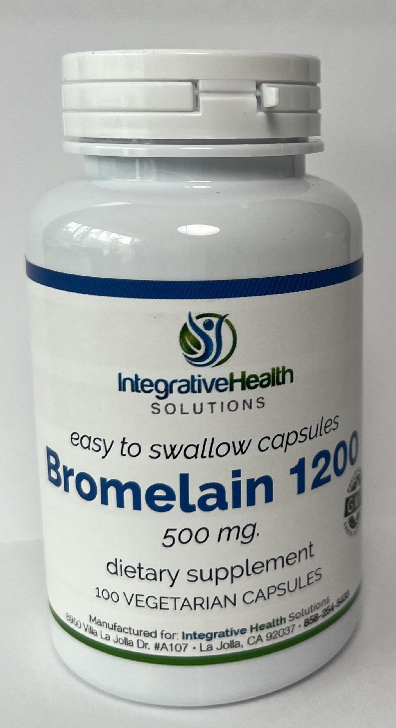 A bottle of bromelain is shown.