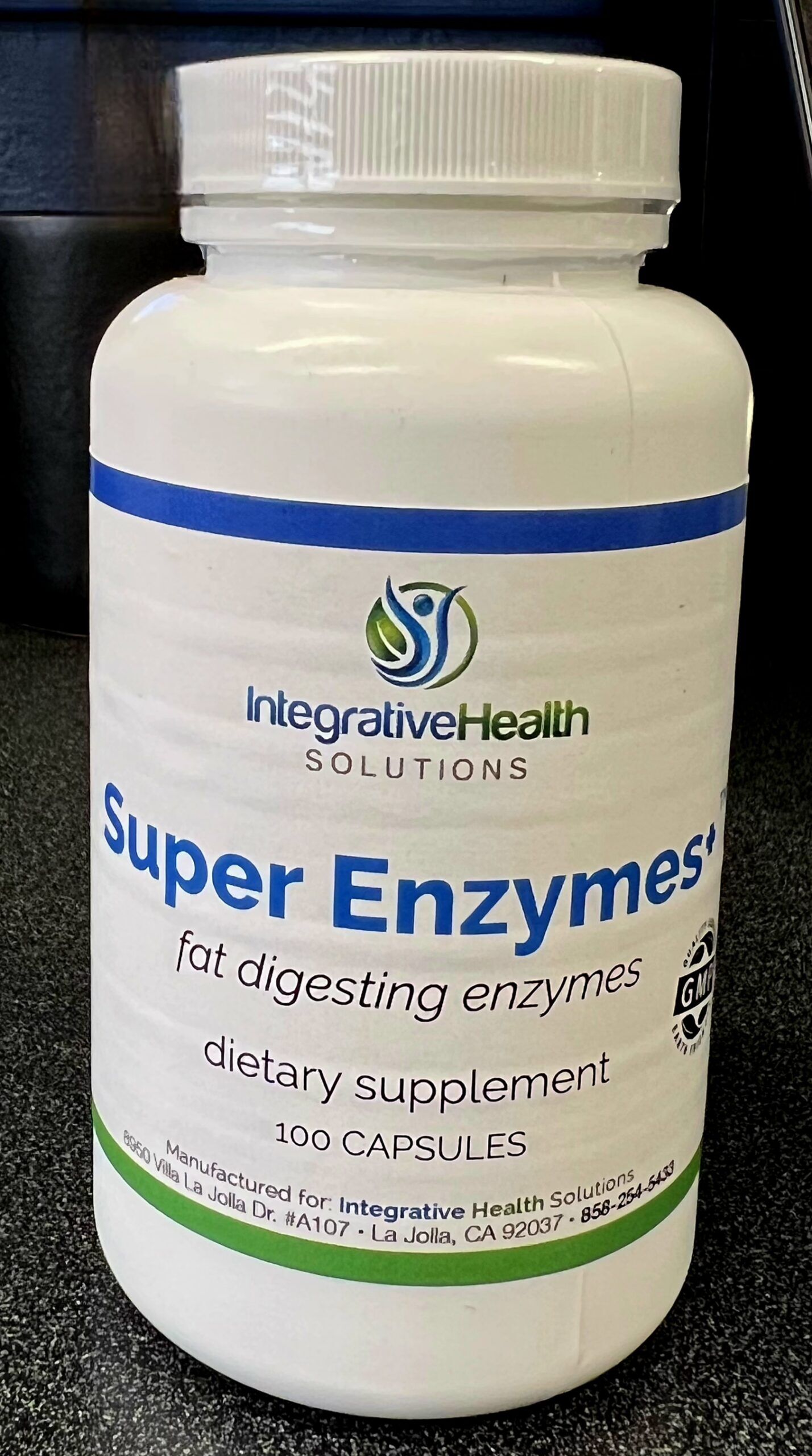 White bottle of Super Enzymes dietary supplement