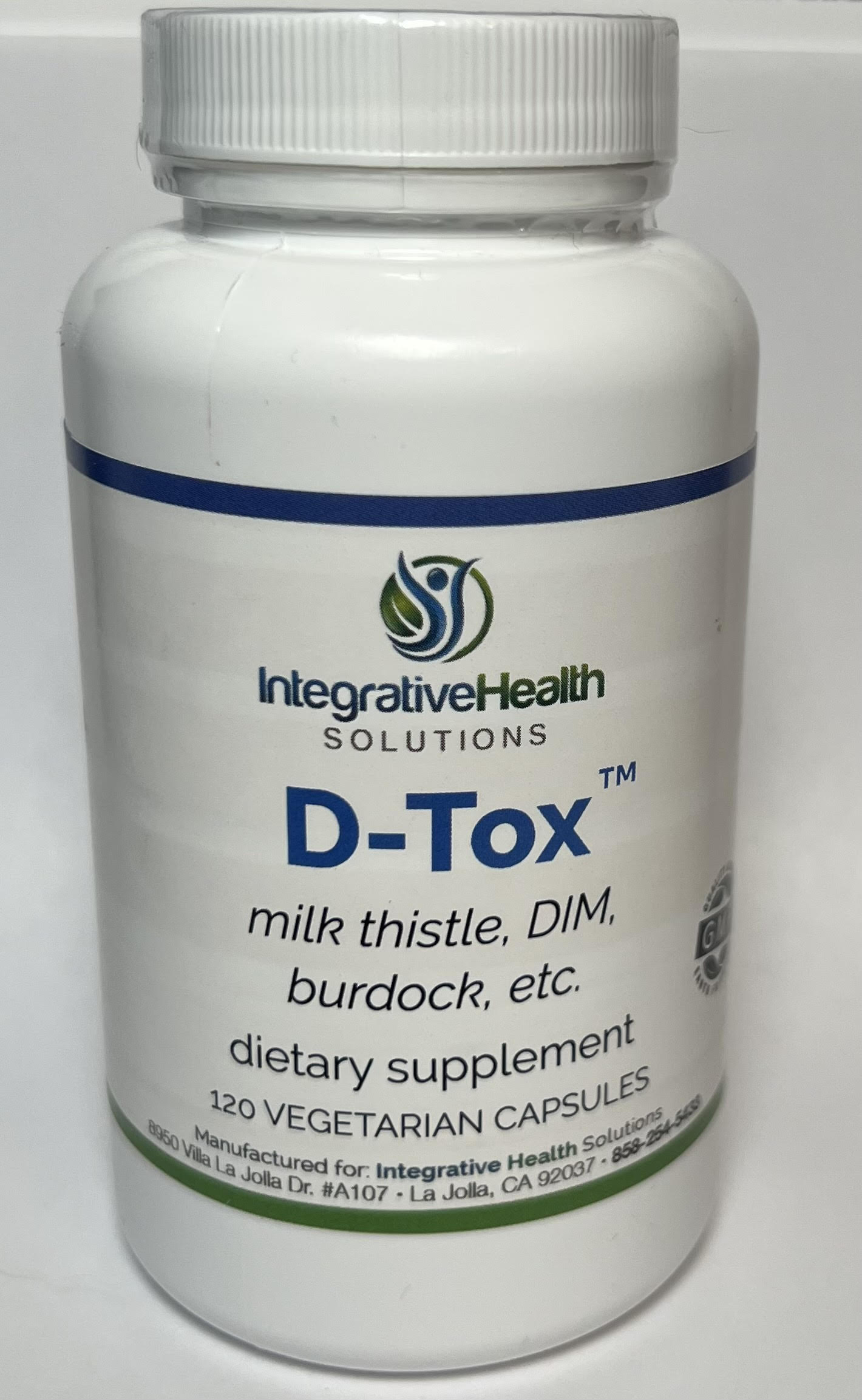 A bottle of d-tox supplement