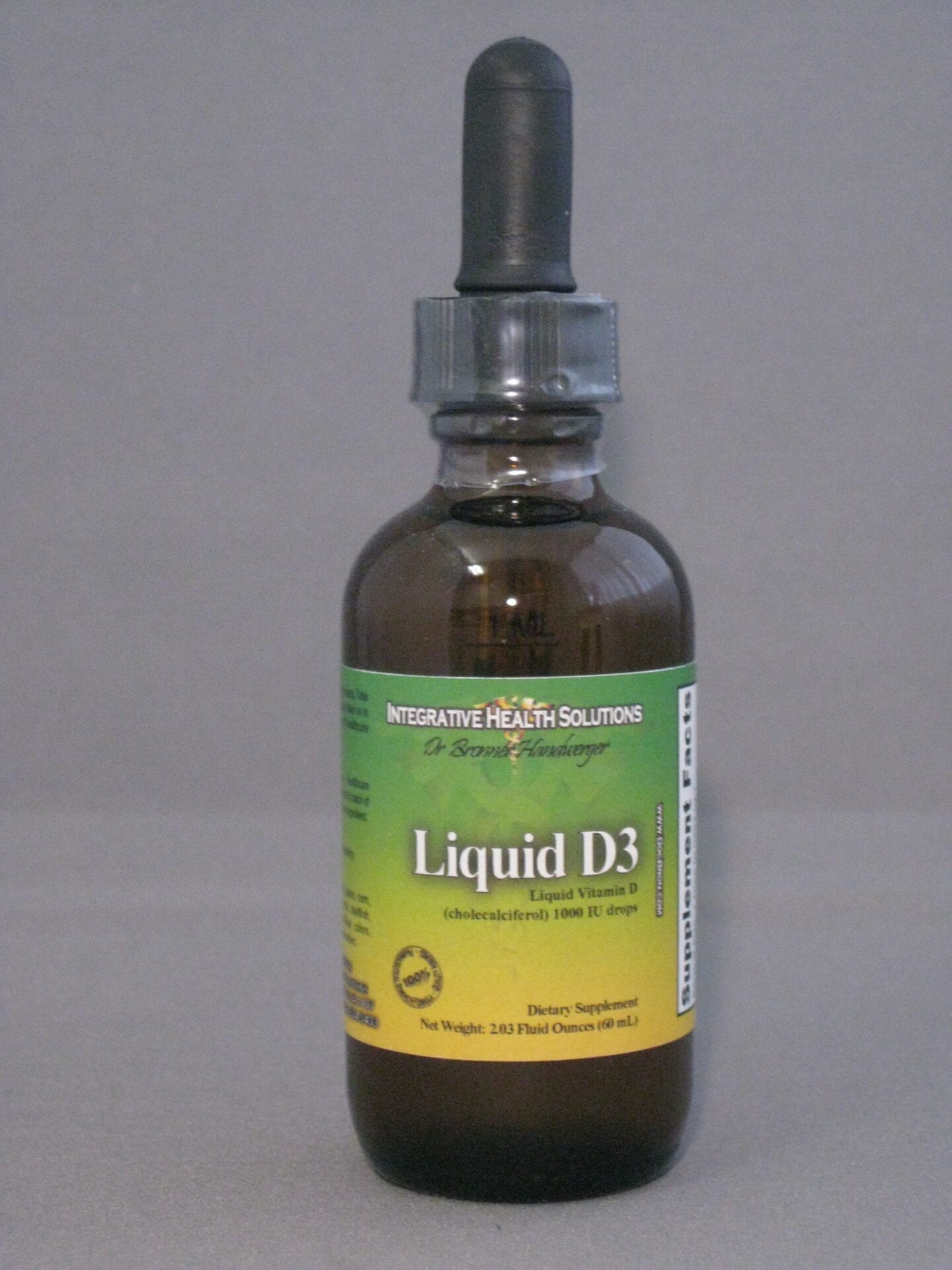 A bottle of liquid d 3 is shown.